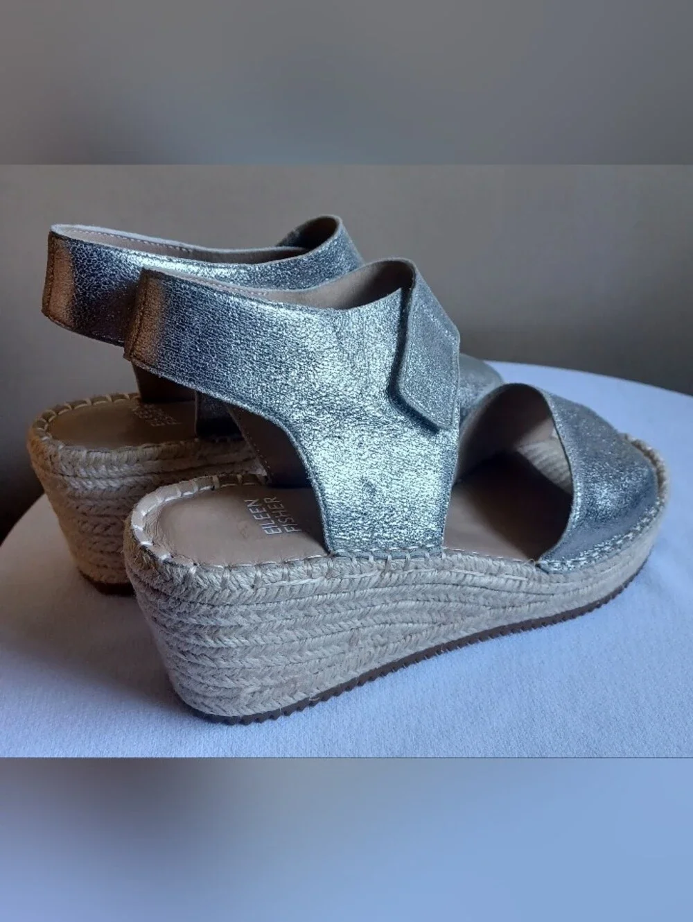 EILEEN FISHER weslia Espadrille Wedge Sandal In Platinum 9.5